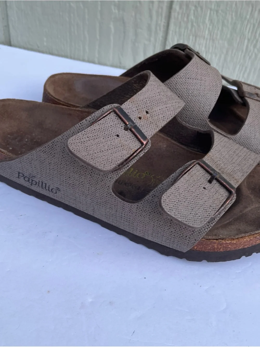 BIRKENSTOCK Paoillio Mens 9 W 11 Arizona Birkibuc Sandals Brown FLAW